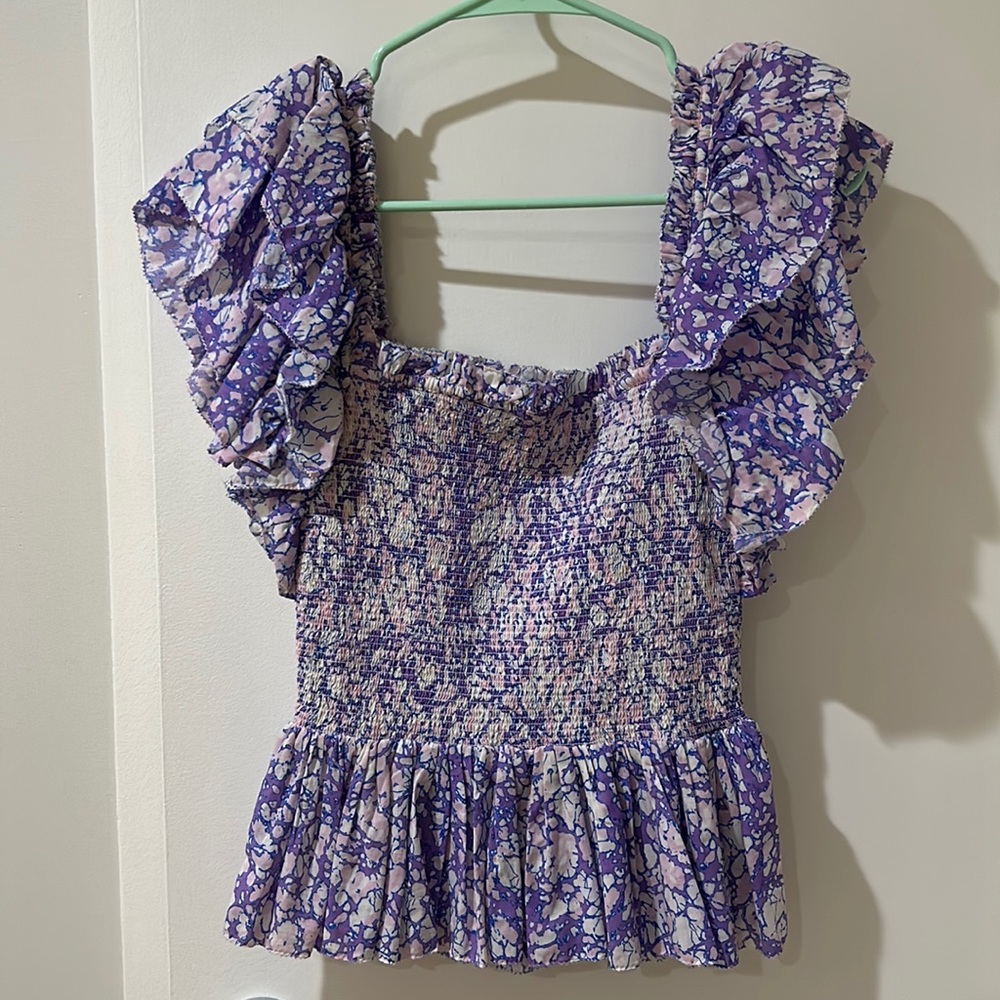 Purple floral peplum top